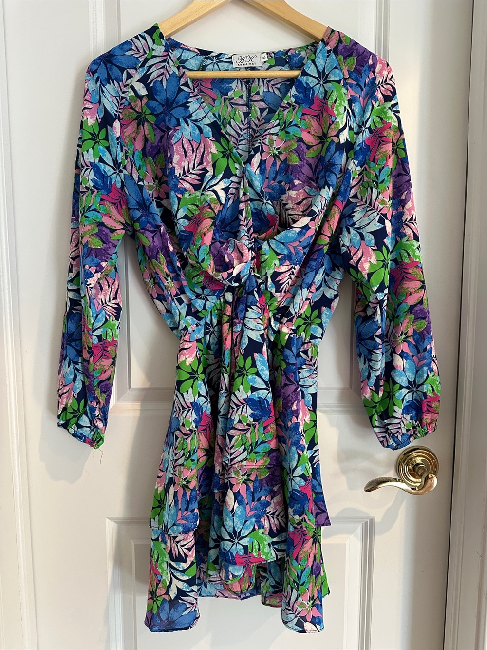 AK ANNA KAY Floral Print Dress - Blue, Pink & Green